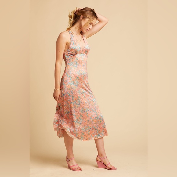 Free People Intimately Coral Nowhere To Be Slip Dress Pink Silky XS - Picture 5 of 11